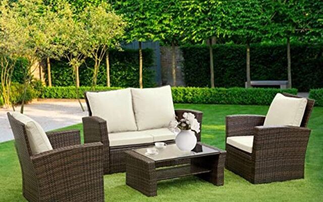 Oriana BrownBeige Rattan Garden 2 Seater Sofa and 2 Armchairs With Coffee Table 7