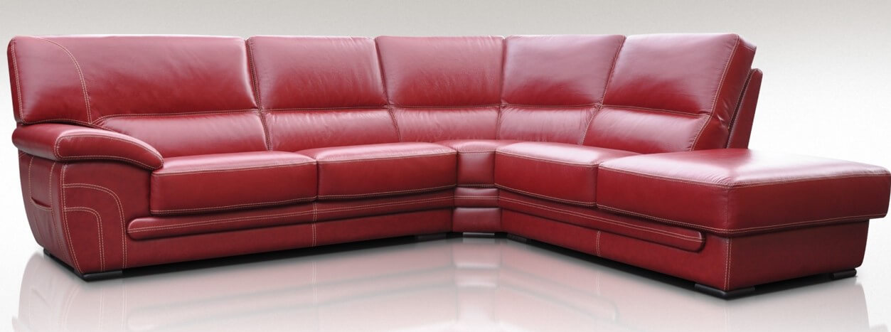 cerise italian designer leather corner sofa group