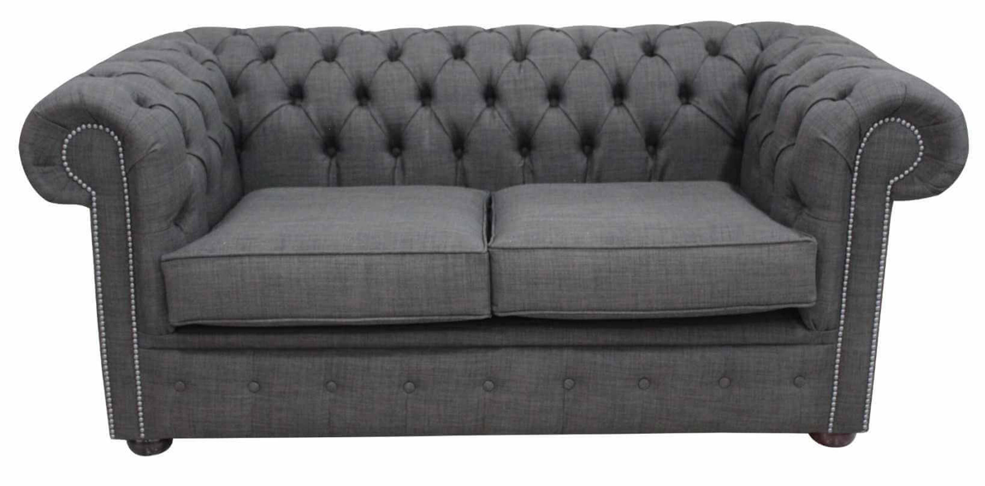 chesterfield 2 seater charles charcoal grey linen sofa settee