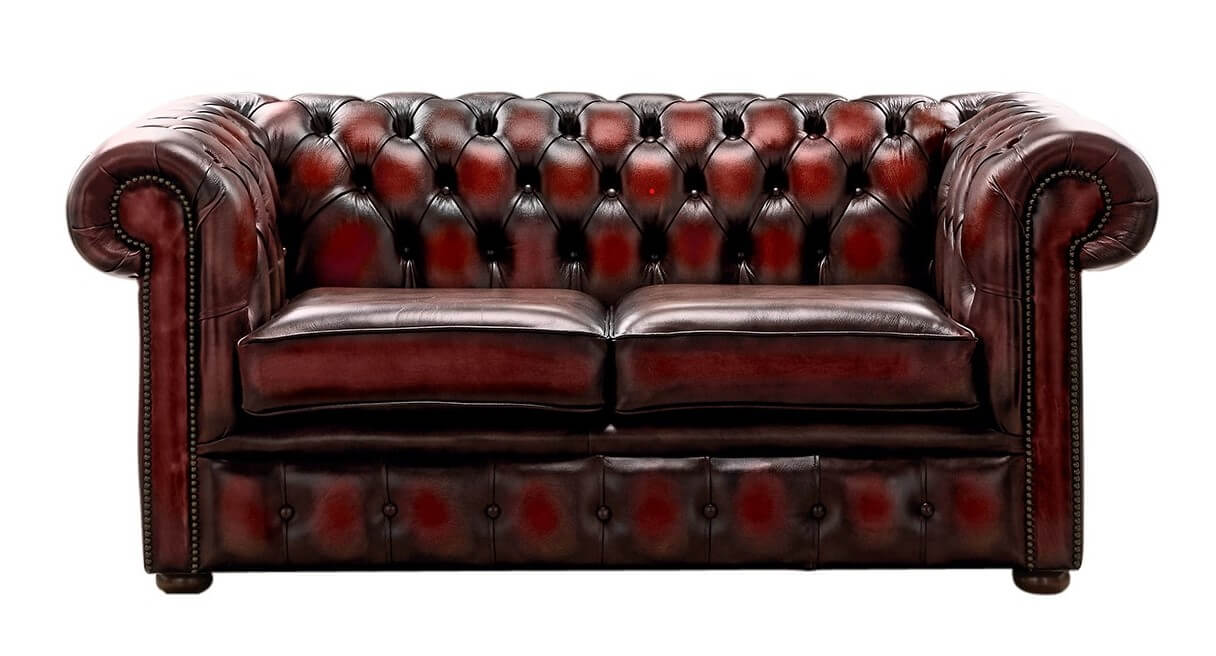 chesterfield 2 seater sofa antique oxblood leather