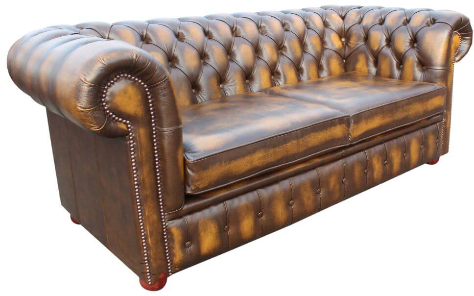 chesterfield 2 seater sofa settee antique gold