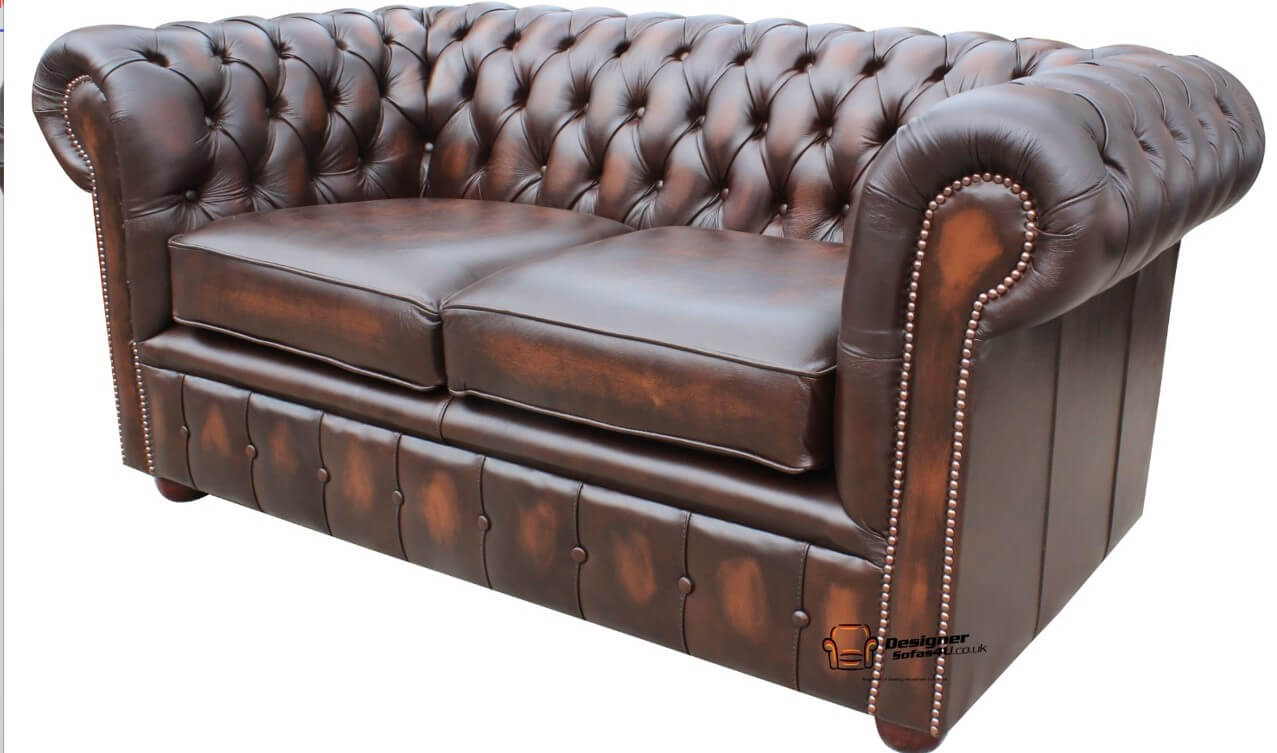 chesterfield 2 seater sofa settee london antique brown