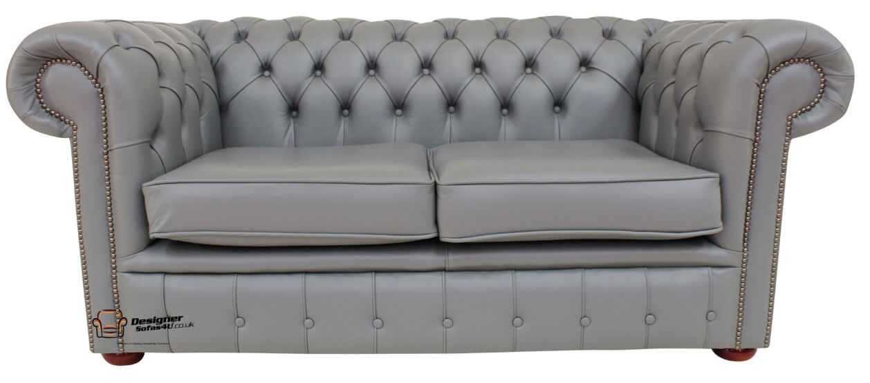 chesterfield 2 seater sofa settee vele iron grey leather