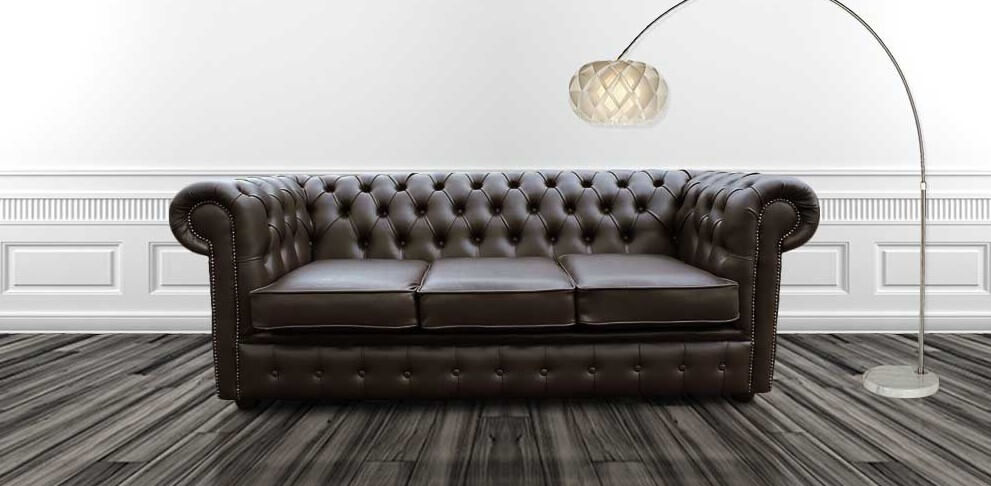 chesterfield 3 seater espresso brown faux leather sofa offer