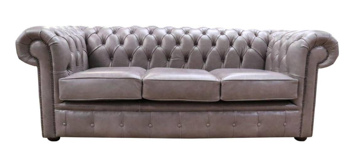 chesterfield 3 seater sofa old english lead grey leather