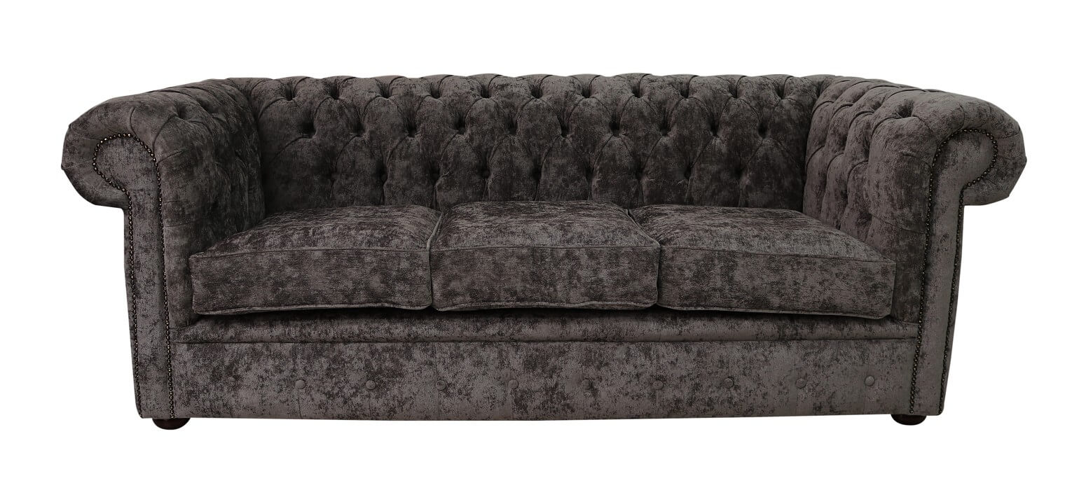 chesterfield 3 seater sofa settee belvedere pewter grey