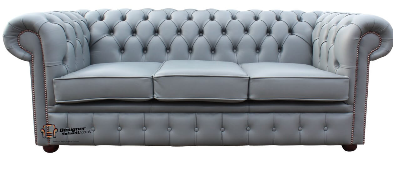 chesterfield 3 seater sofa settee vele iron grey leather