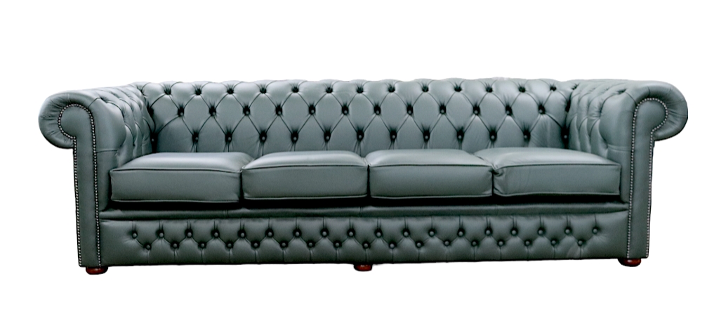 chesterfield 4 seater sofa forest green leather