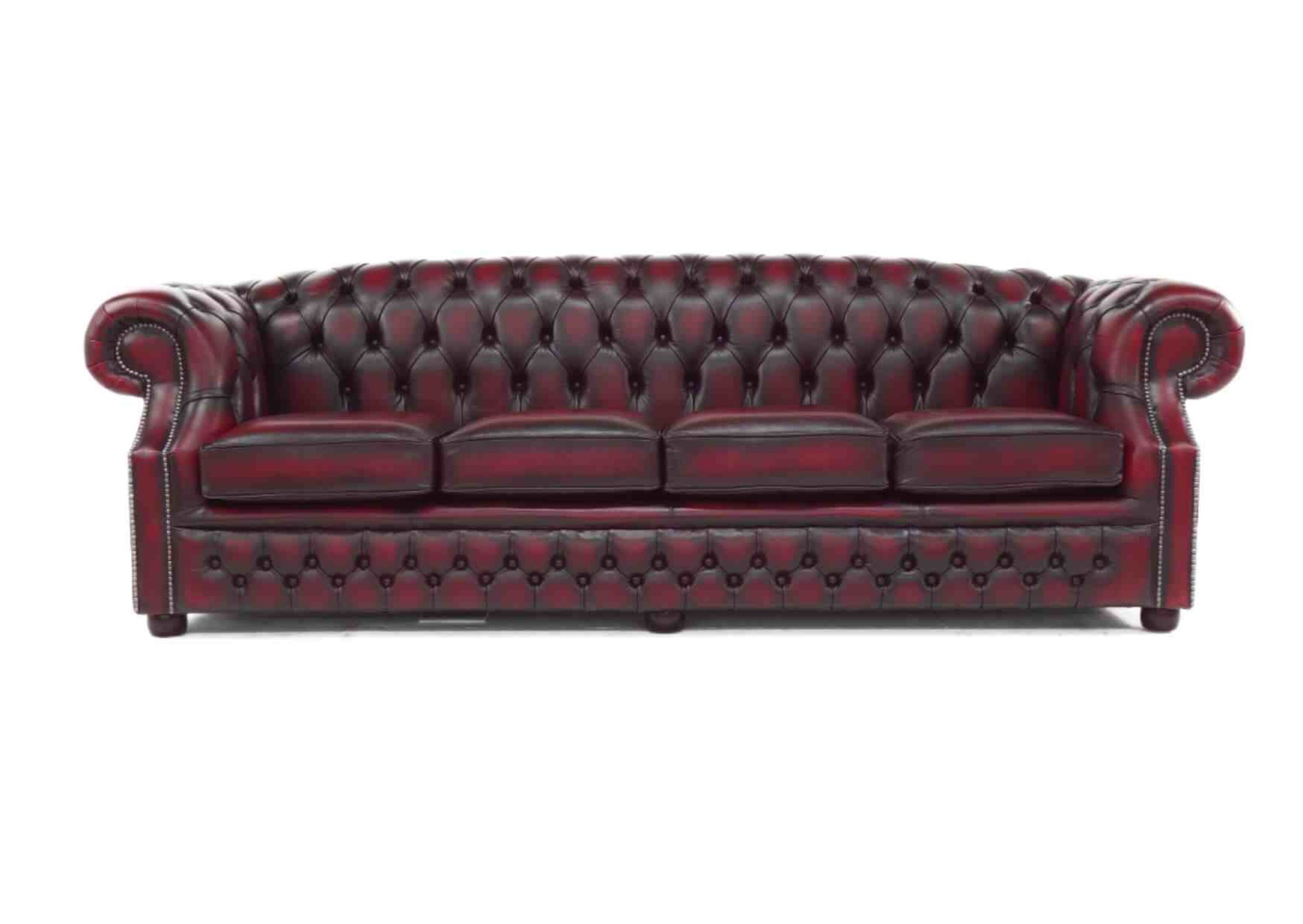 chesterfield buckingham 4 seater antique oxblood leather sofa offer