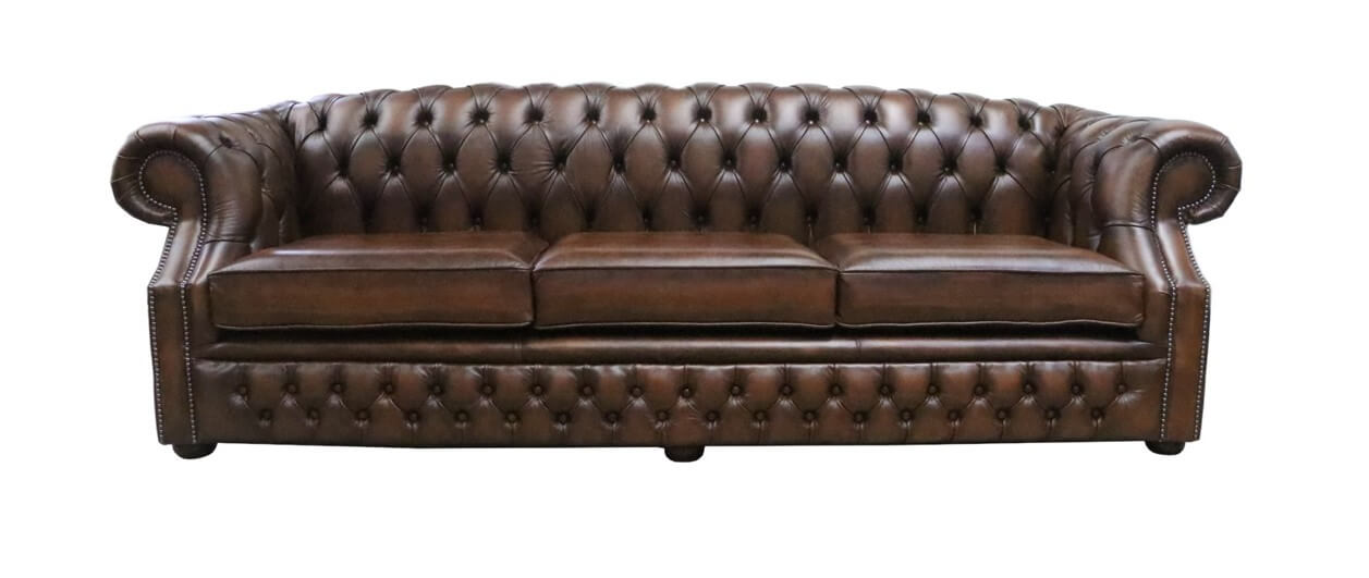 chesterfield buckingham 4 seater antique tan leather sofa