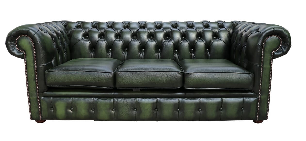 chesterfield green leather sofa