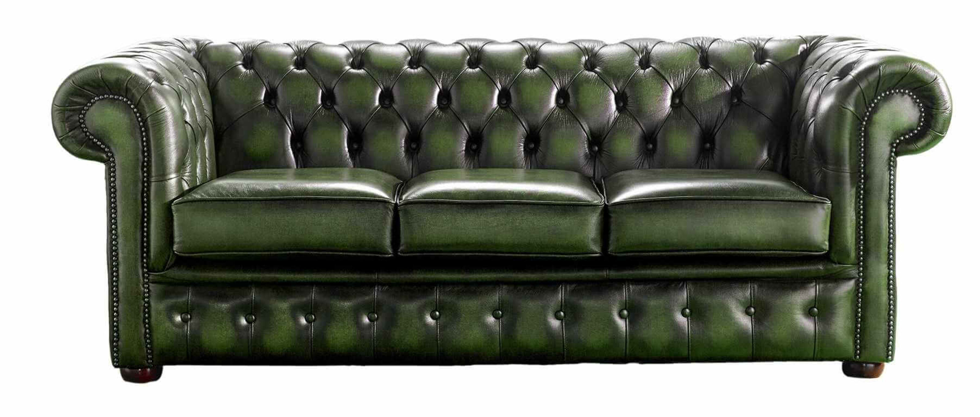 chesterfield handmade 3 seater sofa antique green leather