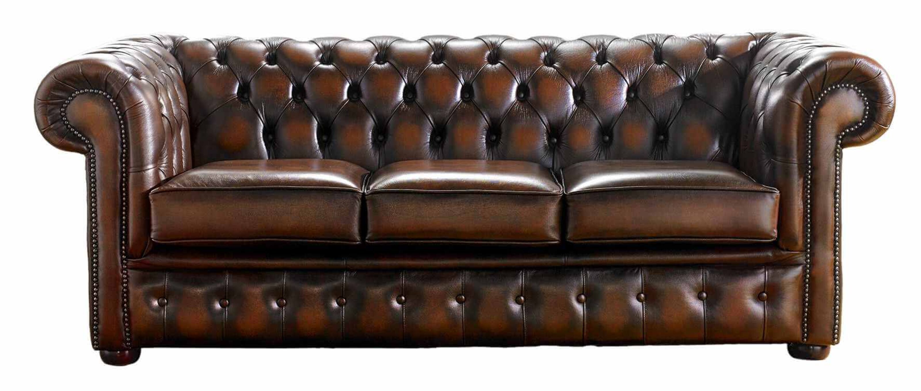 chesterfield handmade 3 seater sofa antique rust leather