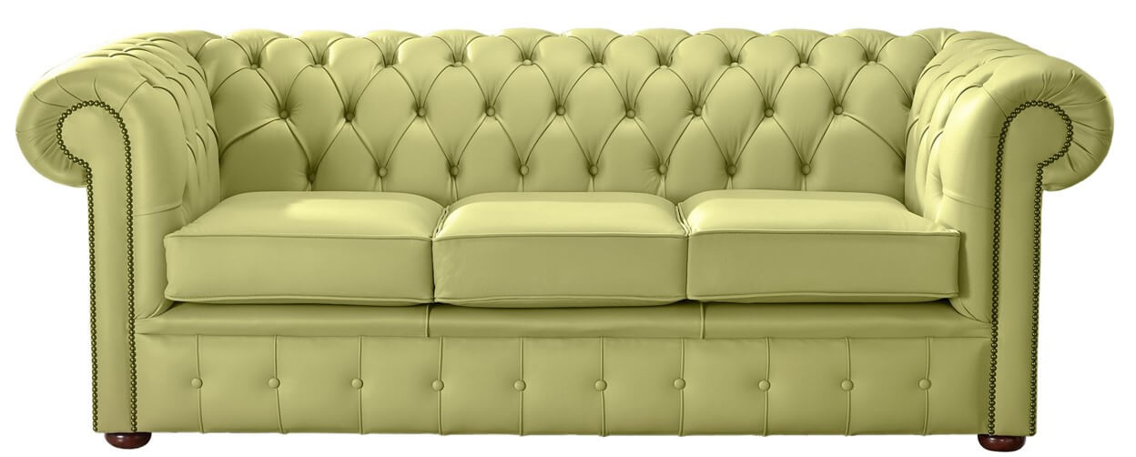 chesterfield handmade leather shelly field green 3 seater sofa settee