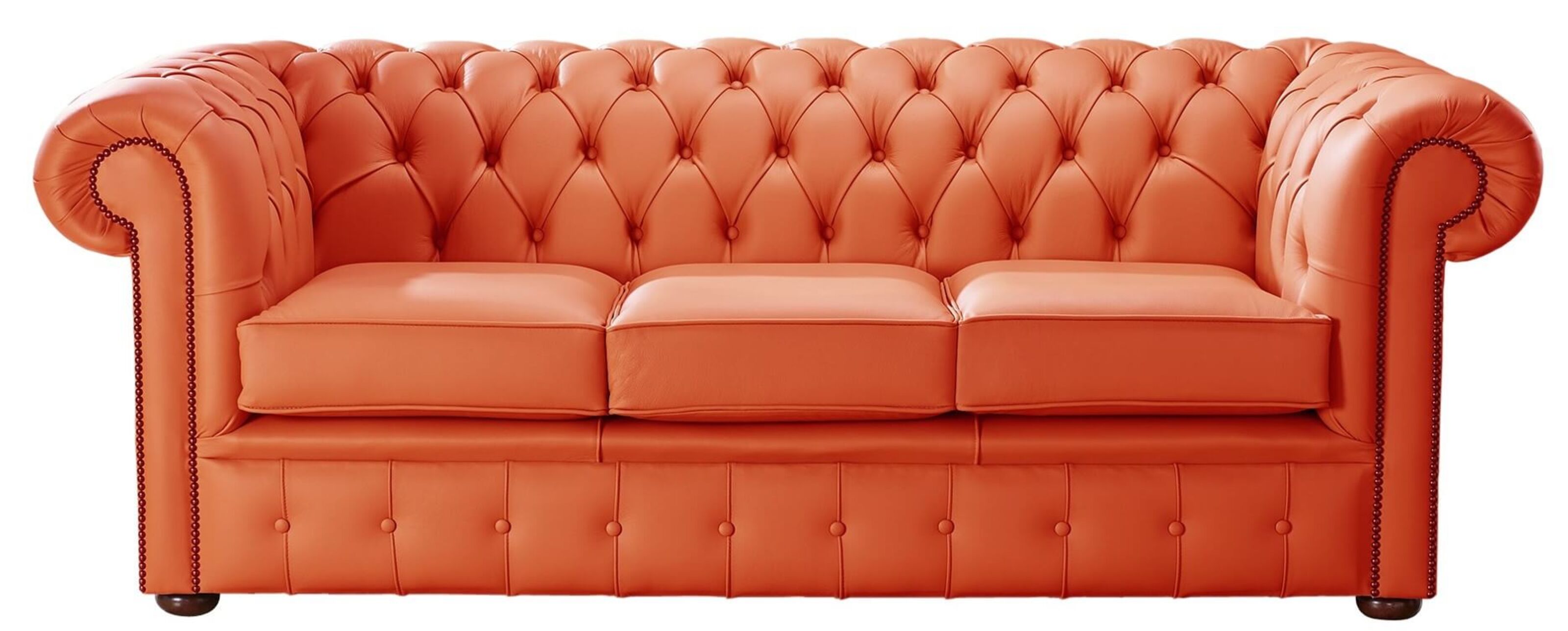 chesterfield handmade leather shelly flamenco orange 3 seater sofa settee