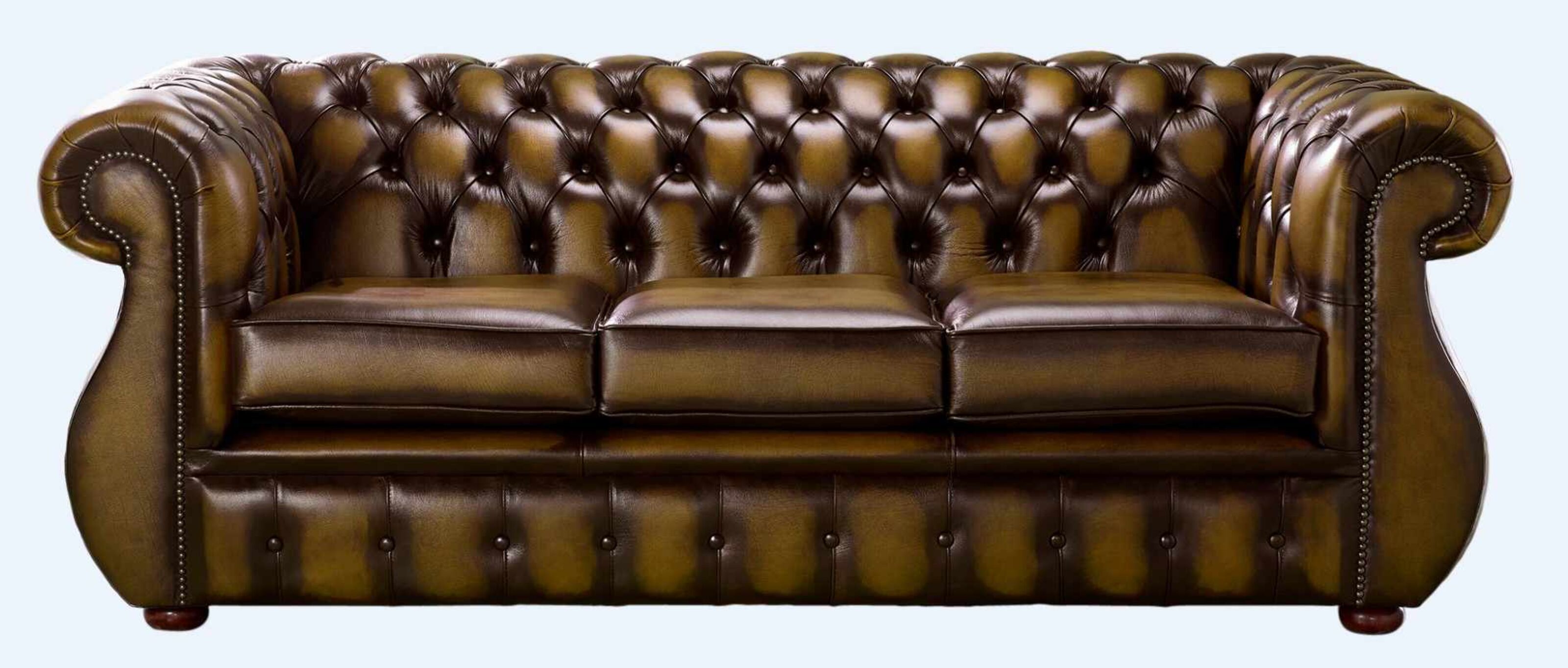 chesterfield kimberely 3 seater antique gold leather