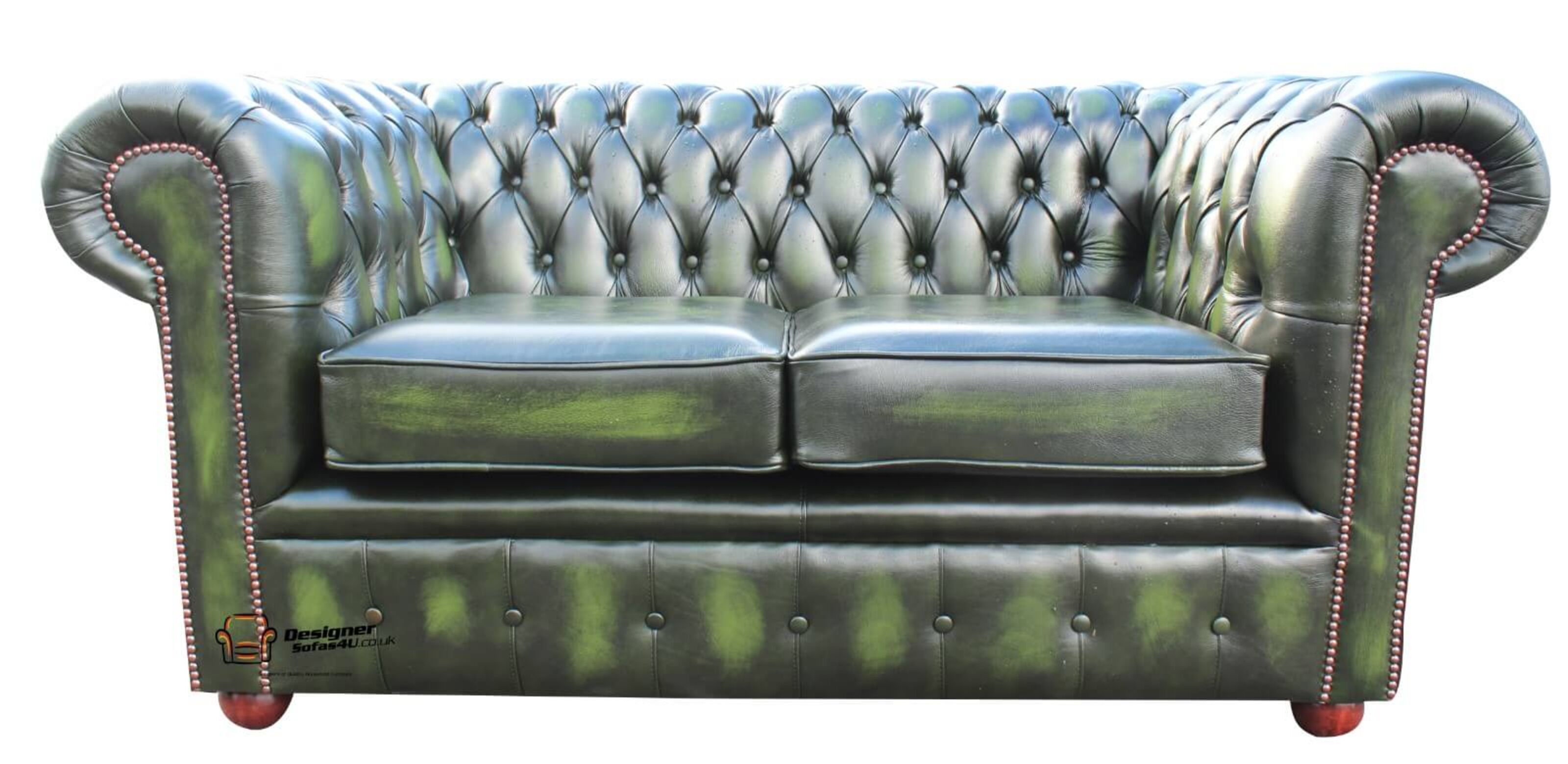 chesterfield london 2 seater sofa antique green leather