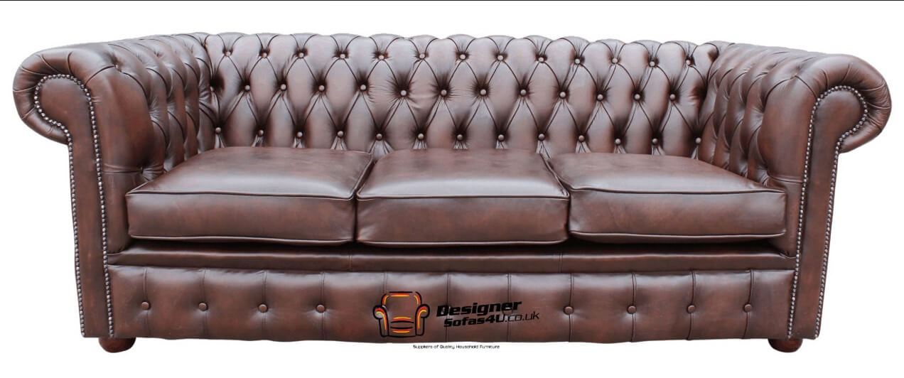 chesterfield london 3 seater sofa antique brown