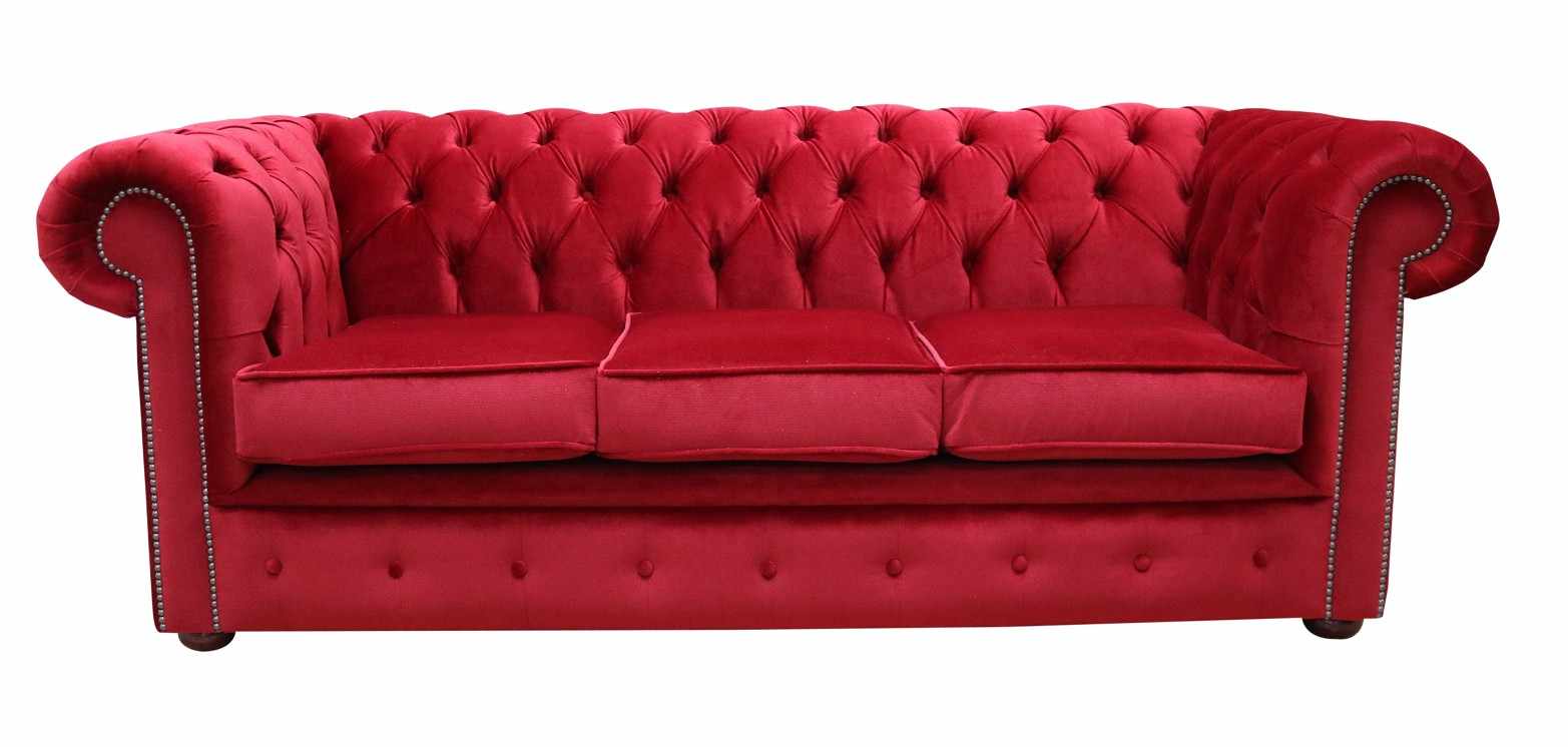 chesterfield red velvet sofa