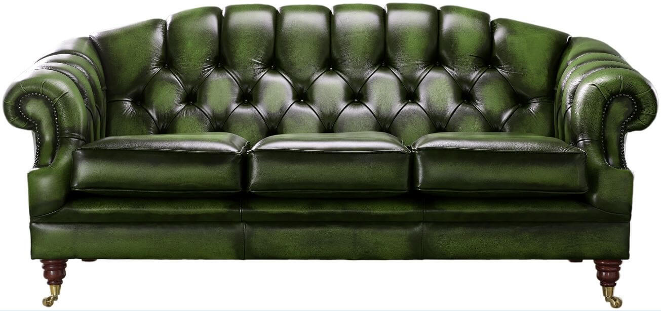 chesterfield victoria 3 seater sofa antique green leather