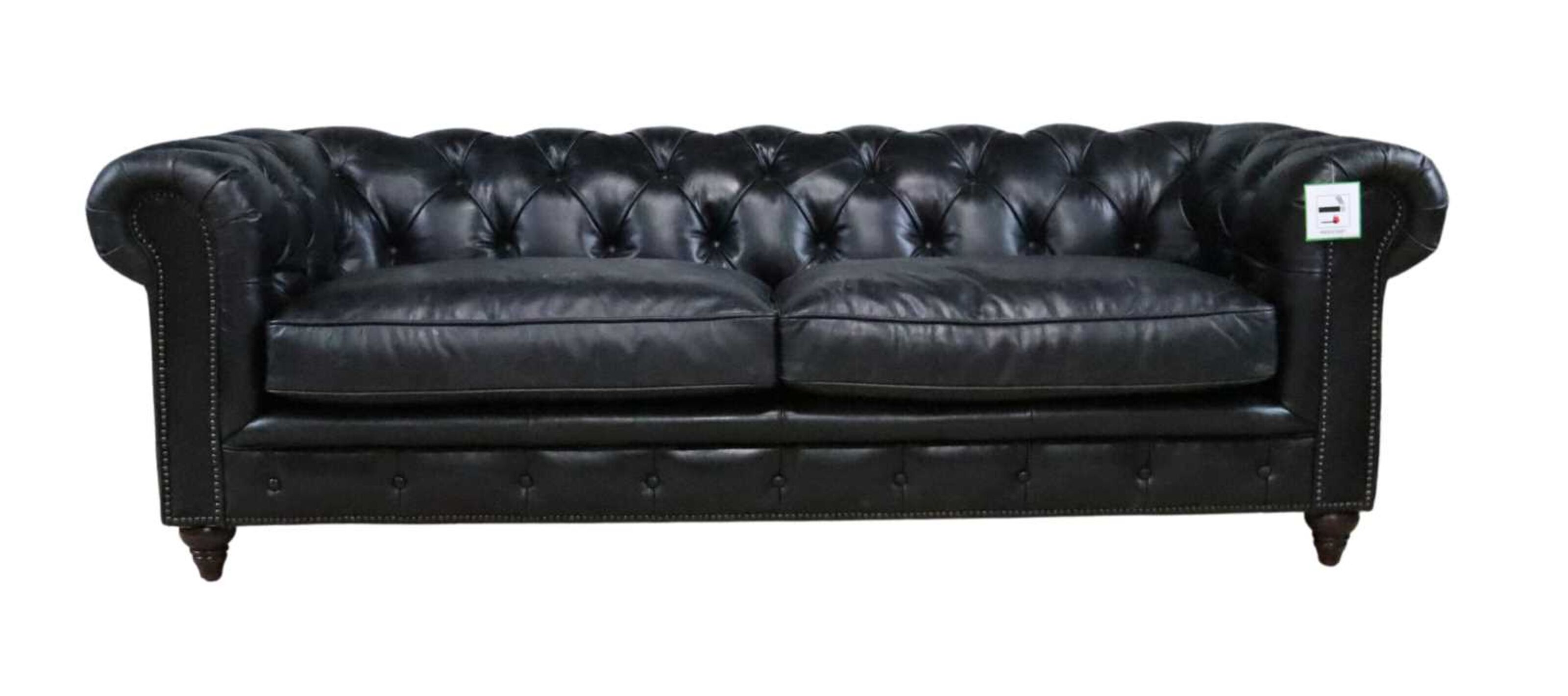 earle grande chesterfield black leather sofa 3 seater 2