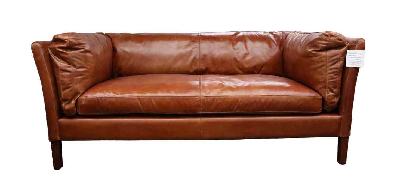 groucho 3 seater vintage tan leather sofa