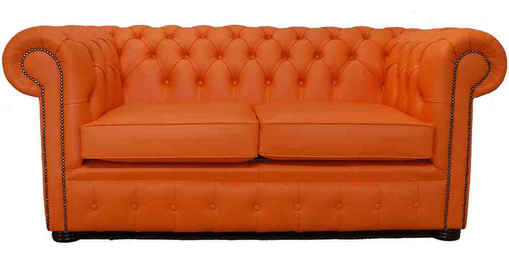 Vibrant Orange Chesterfield Sofa  %Post Title