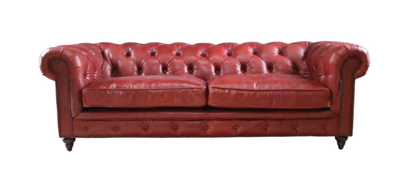 Oxblood Leather Chesterfield Sofa  %Post Title