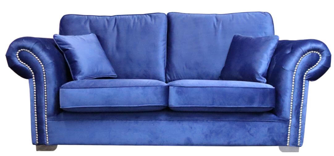 chesterfield oliver 3 seater sofa malta navy velvet