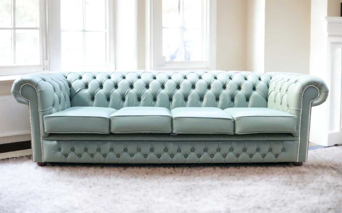 chesterfield sofa lichen green leather