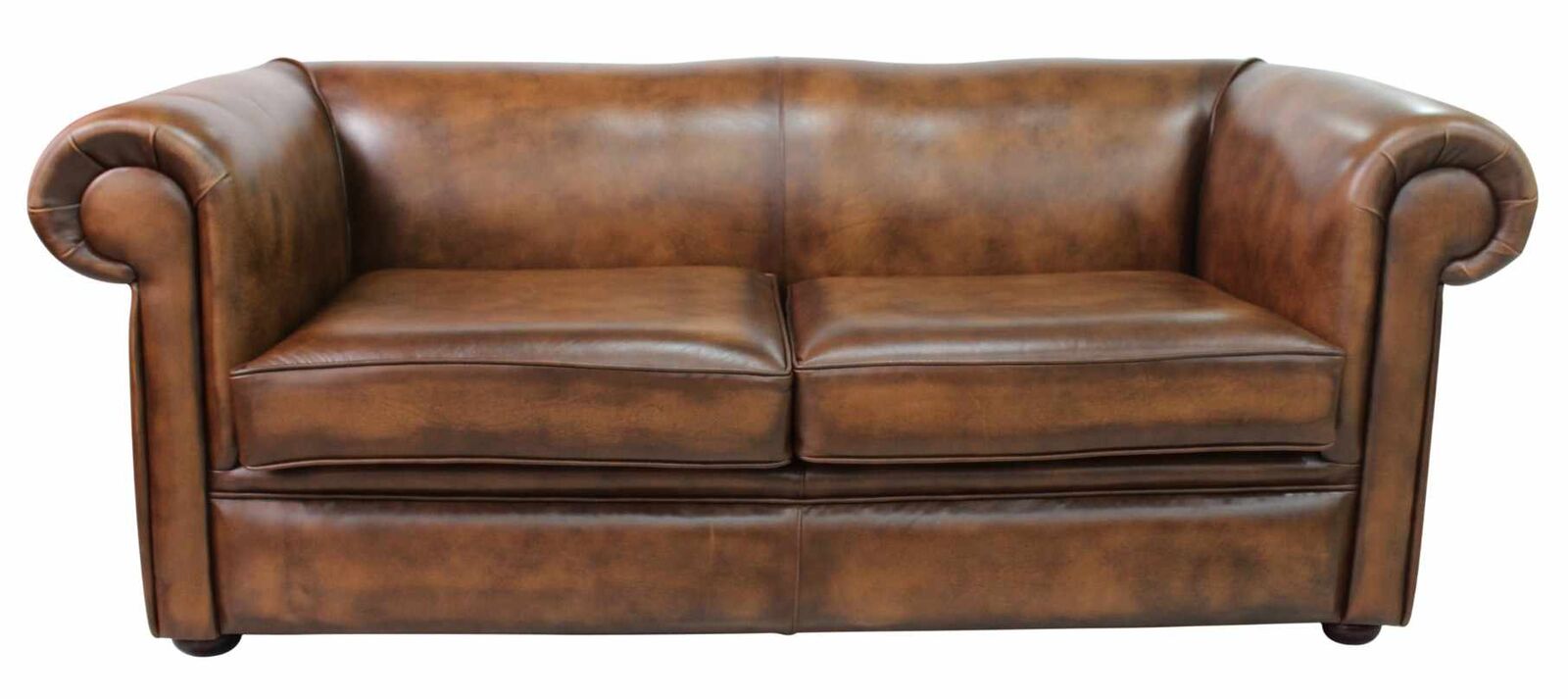 Chesterfield 1930's 3 Seater Settee Antique Tan Leather Sofa