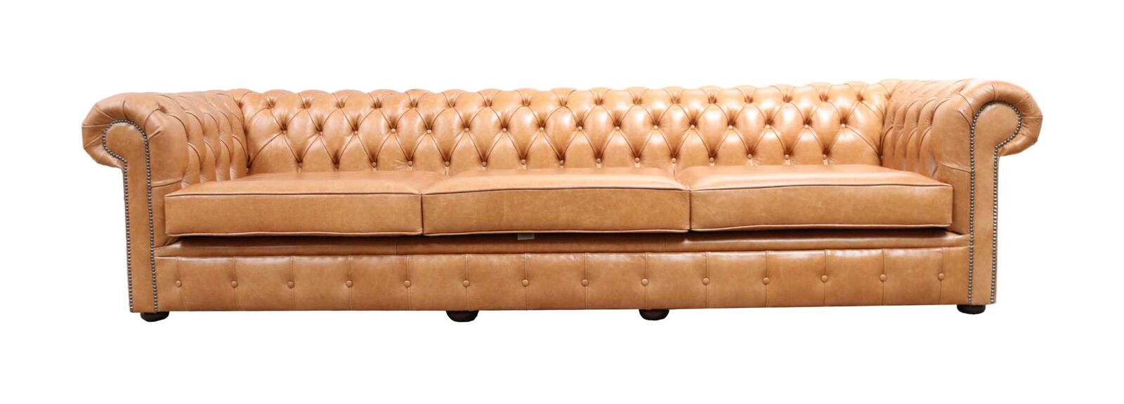 Chesterfield 5 Seater Sofa Settee Old English Tan Leather