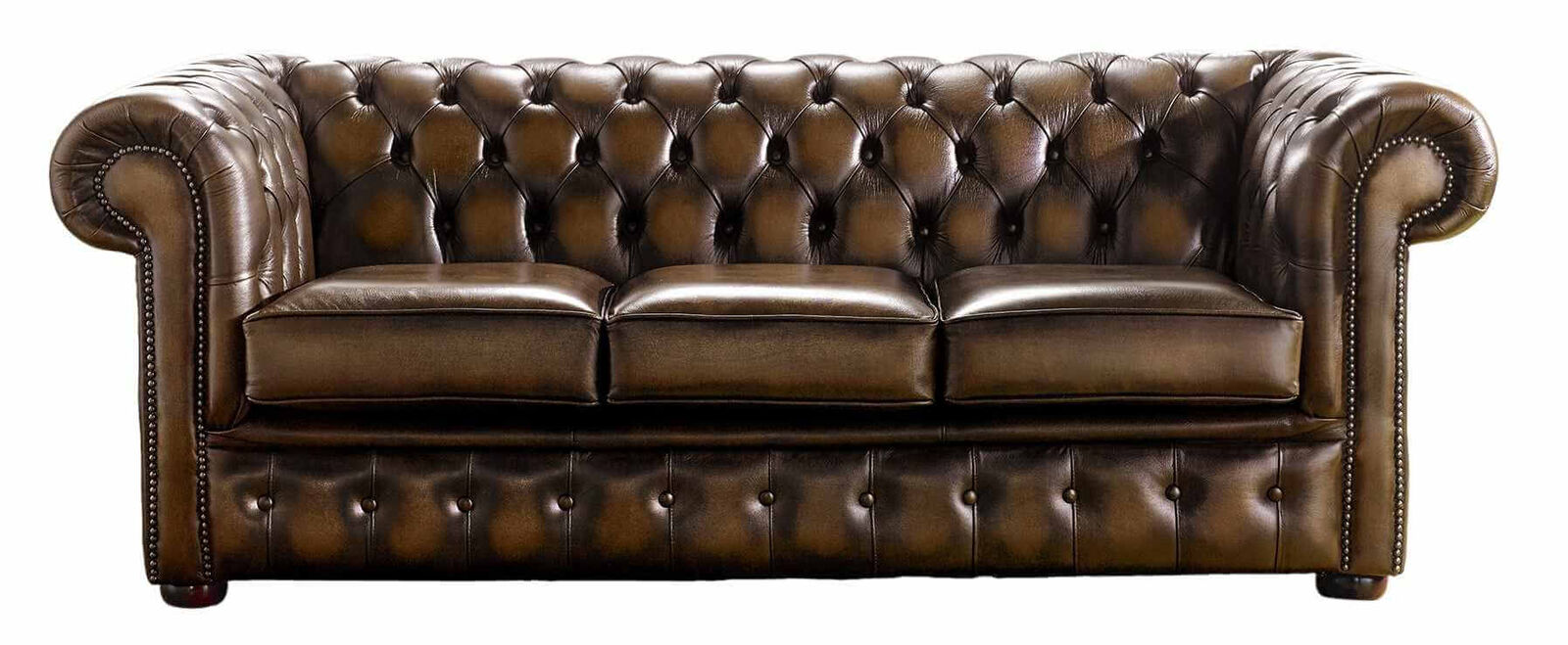 Chesterfield Sofa Handmade 3 Seater Sofa Antique Tan Real Leather