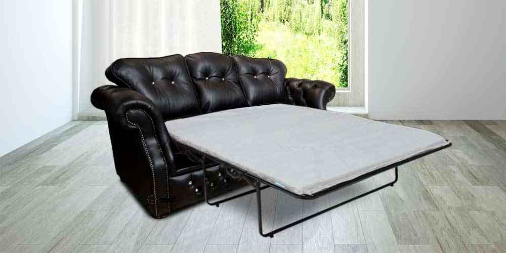 Era Crystal 3 Seater Pull Out Sofa Bed in Traditional Chesterfield Black Leather