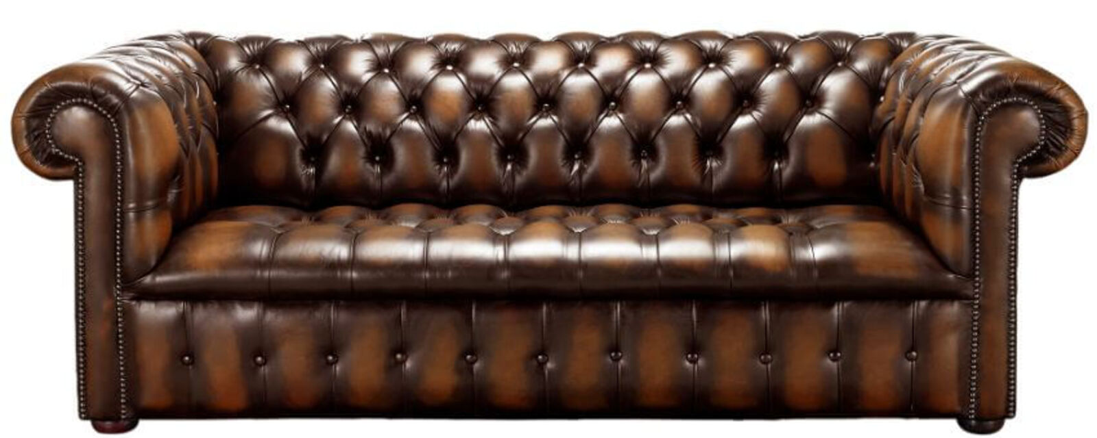 Product photograph of Chesterfield Edwardian 3 Seater Buttoned Seat Sofa Antique Autumn Tan Leather from Designer Sofas 4U