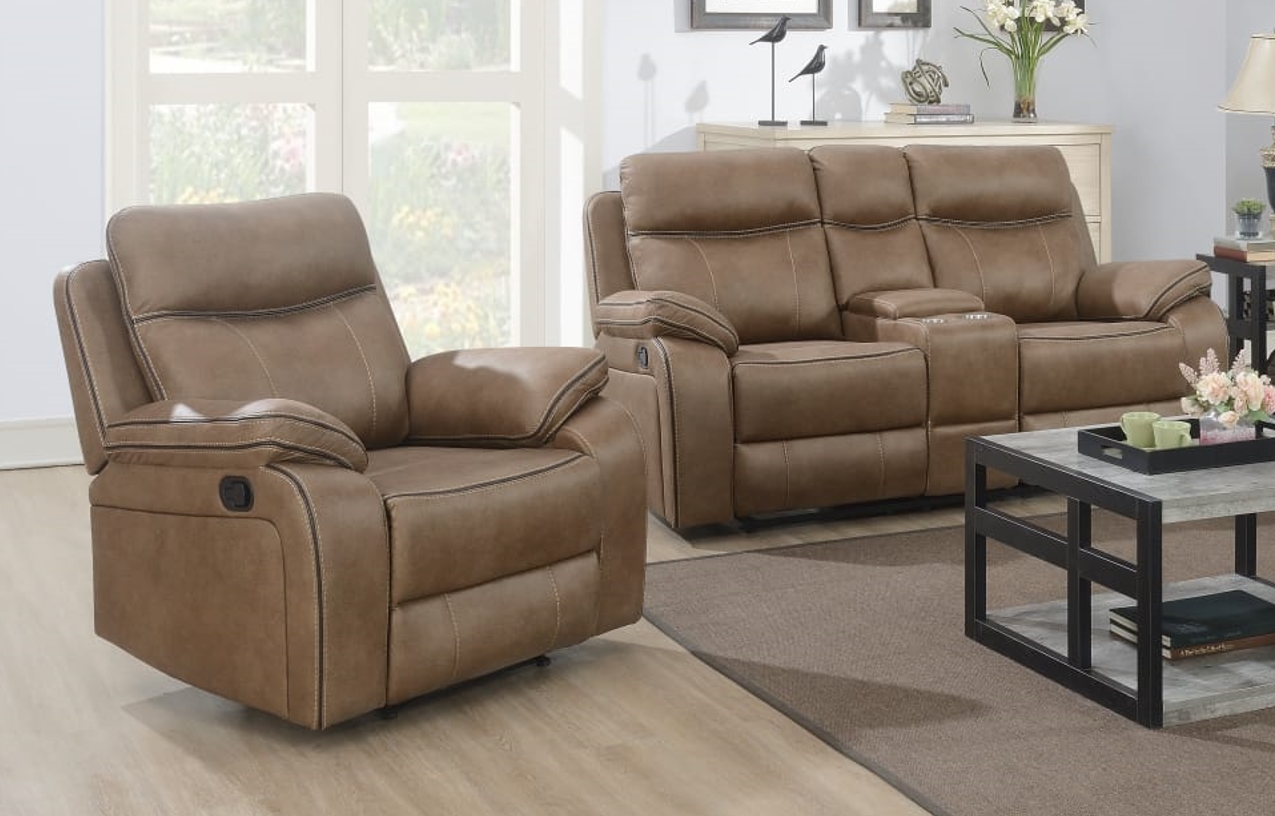 Jacob 2+1 Cinema Console Sofa Suite | Tan Fabric Recliners