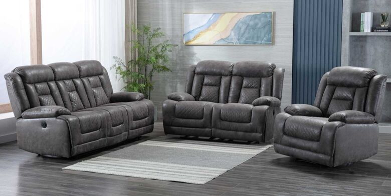 Gray power reclining sofa and deals loveseat