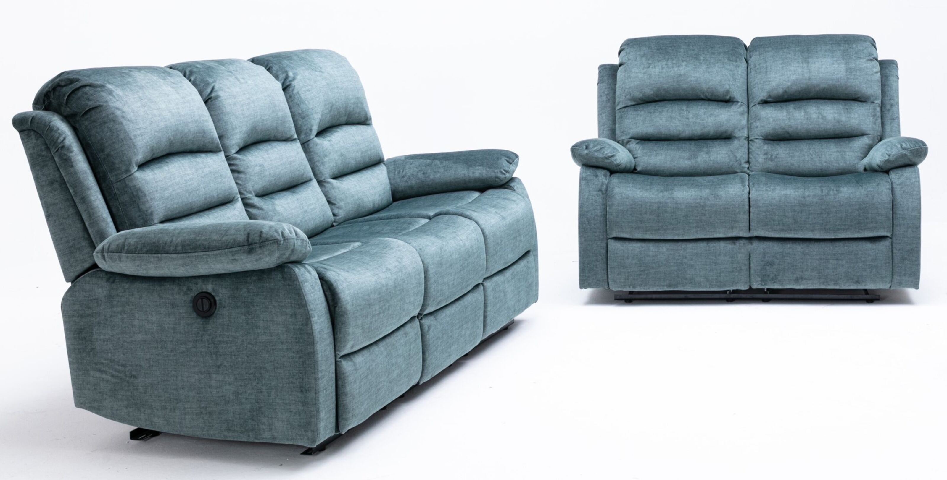 Kensley 3+2 Ocean Blue Fabric Recliner Sofa Suite