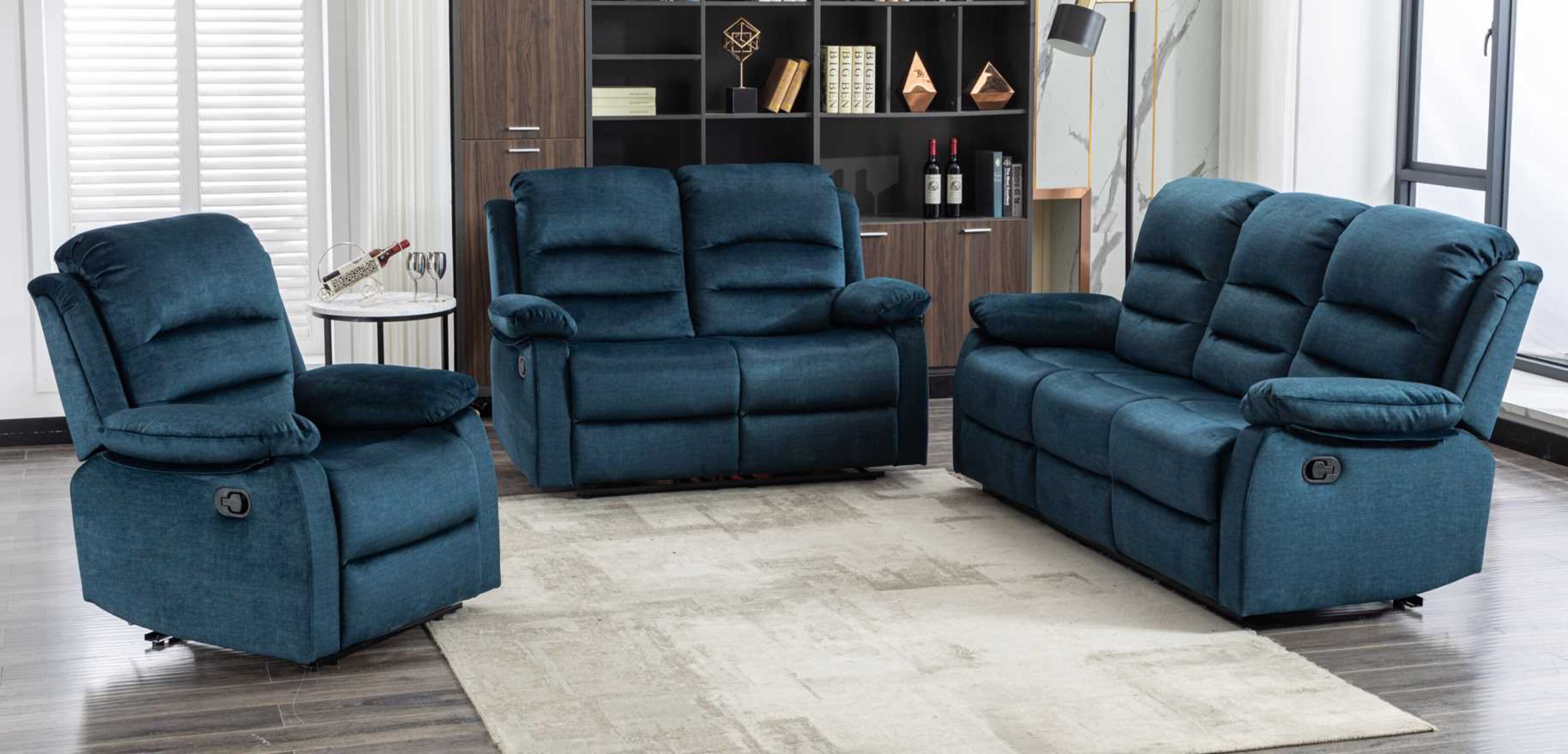 Fabric recliner on sale couch set