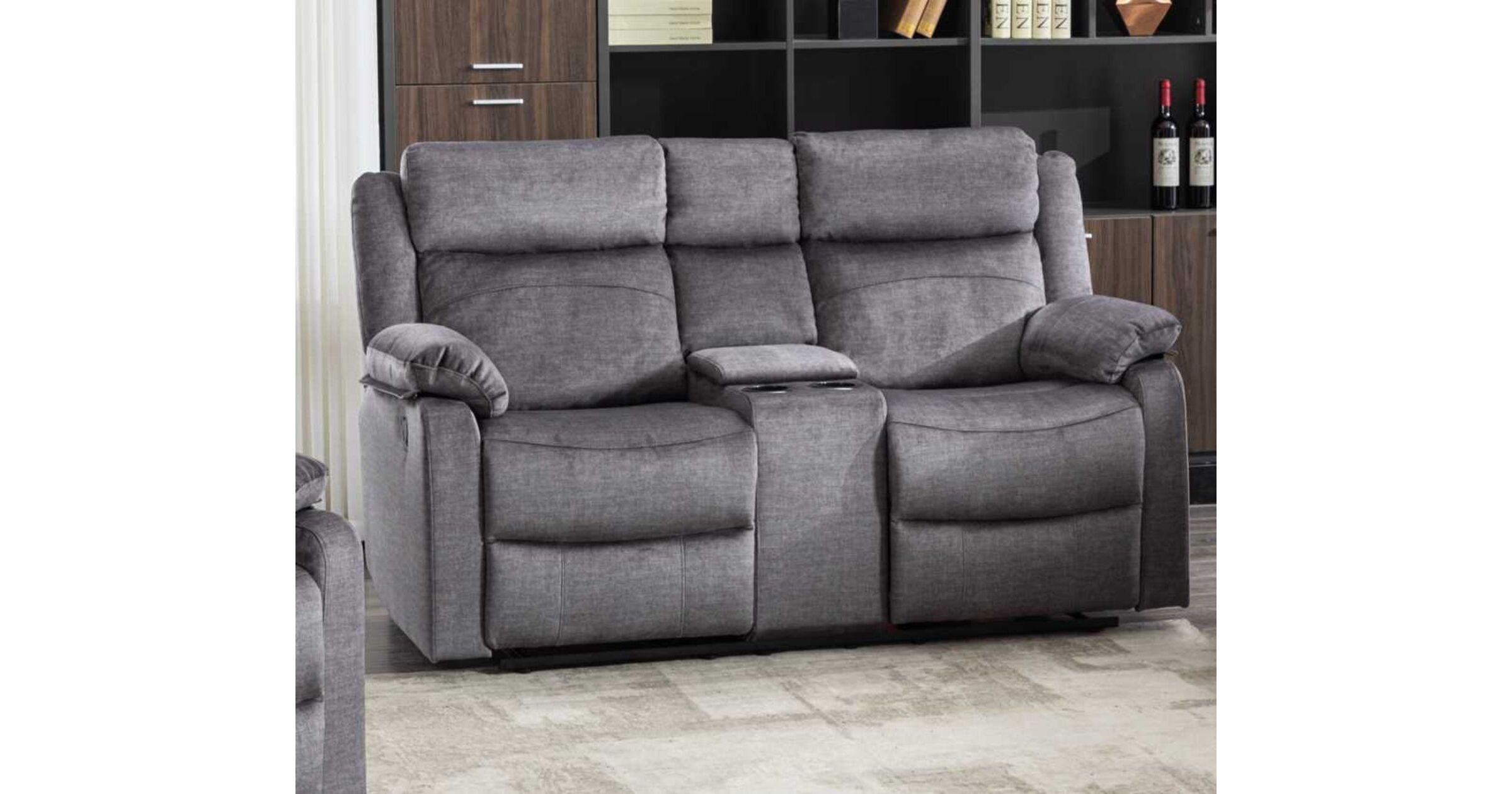 Reggie 2 Seater Reclining Sofa Graphite Grey Fabric | Designer Sofas 4U