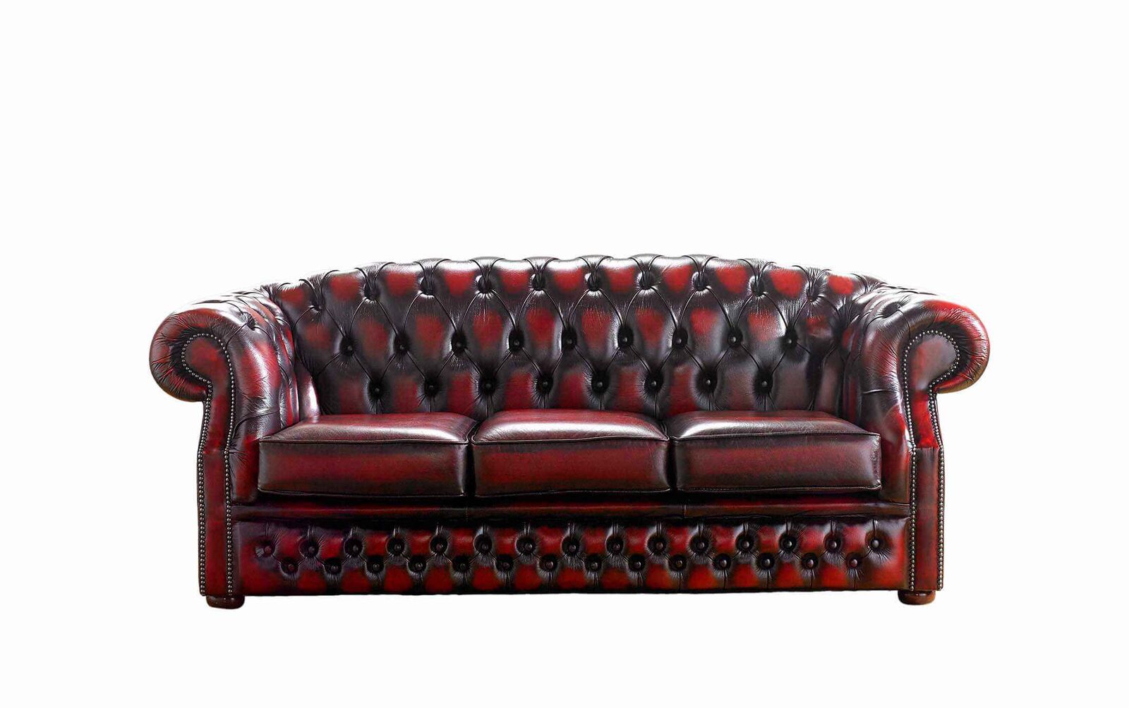 Product photograph of Chesterfield Buckingham 3 Seater Oxblood Leather Sofa Offer from Designer Sofas 4U