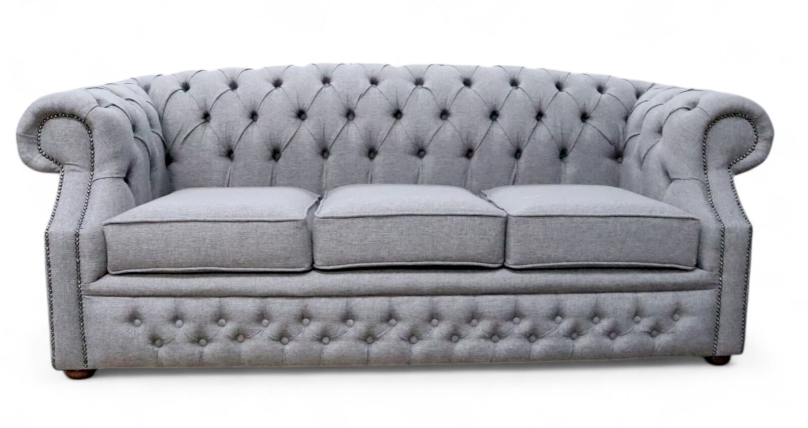 Product photograph of Chesterfield Buckingham 3 Seater Sofa Gleneagles Plain Silver Fabric from Designer Sofas 4U