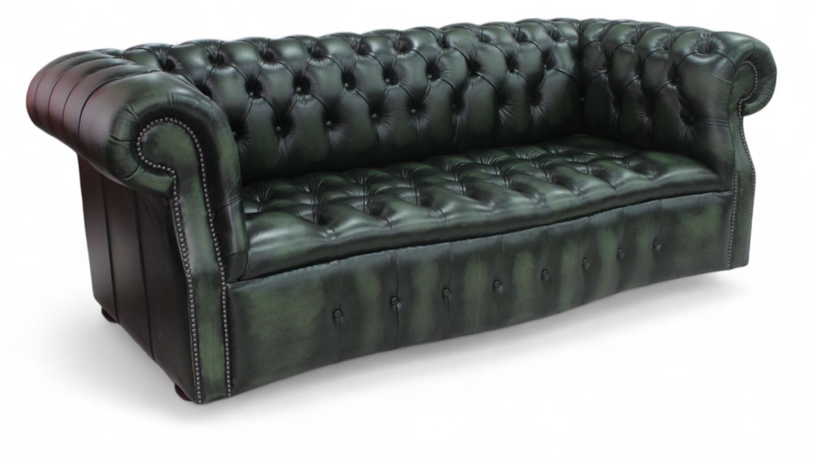 Product photograph of Chesterfield Darcy 3 Seater Leather Sofa Antique Green from Designer Sofas 4U