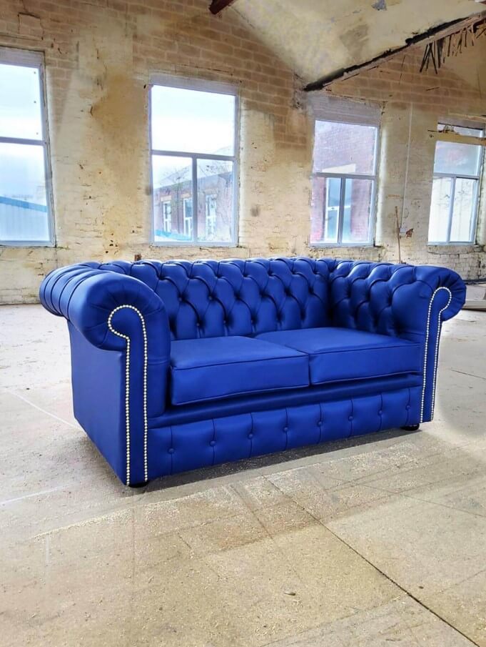 Cobalt blue leather deals couch