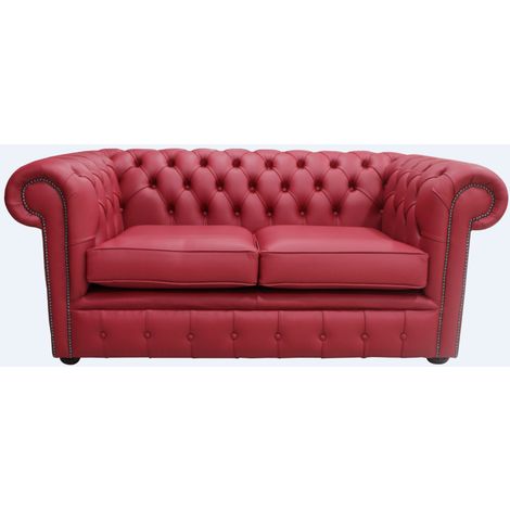 DesignerSofas4U | Poppy Red leather Chesterfield Sofa