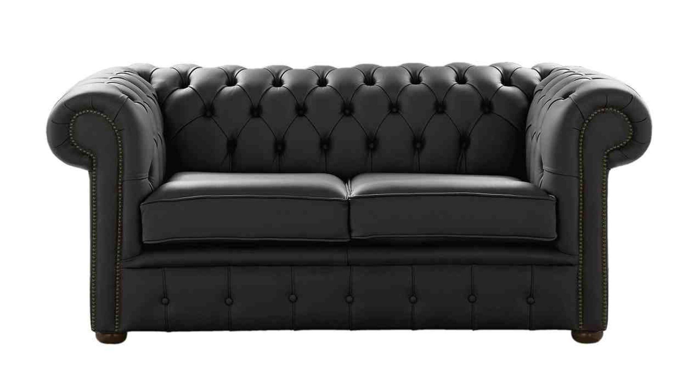 2 seater black leather chesterfield sofa