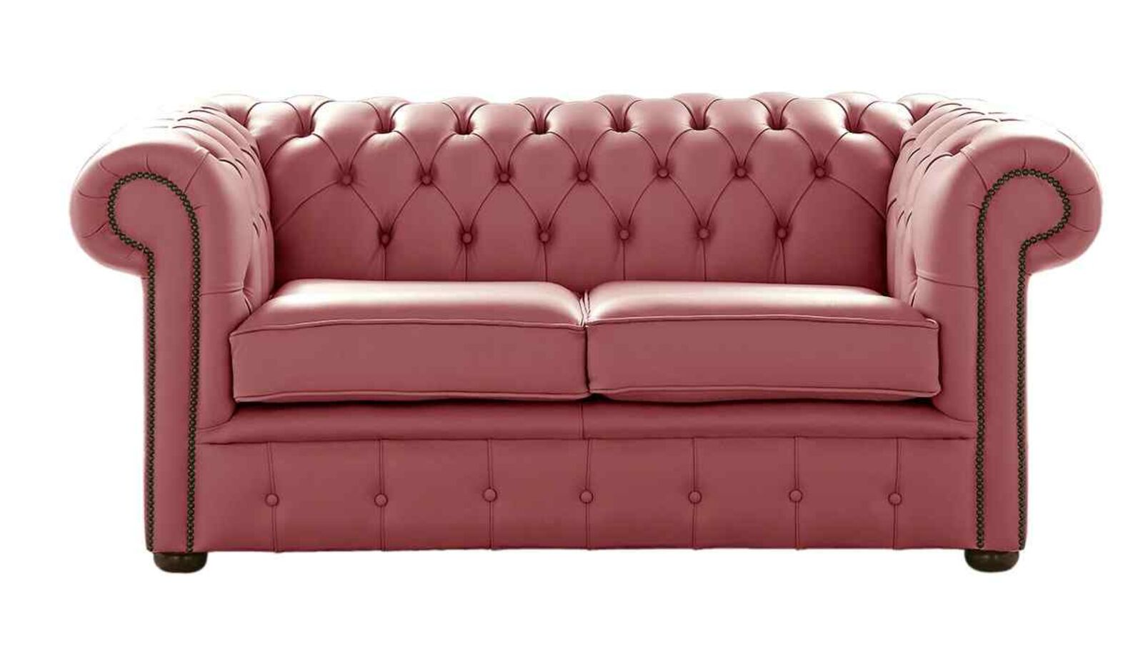 Product photograph of Chesterfield 2 Seater Brick Red Leather Sofa Settee from Designer Sofas 4U