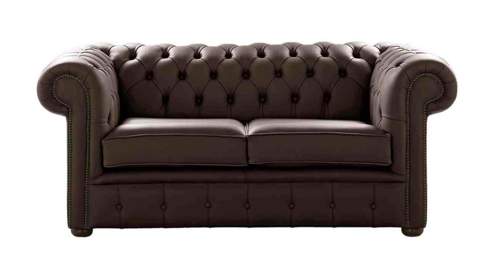 Product photograph of Chesterfield 2 Seater Shelly Dark Chocolate Leather Sofa Settee from Designer Sofas 4U