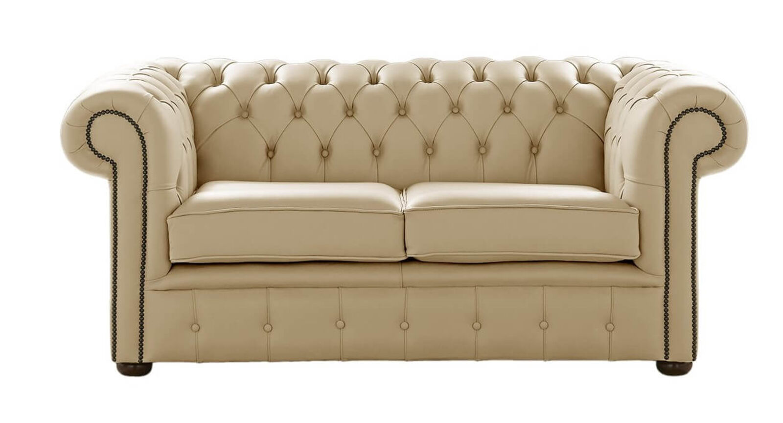 Product photograph of Chesterfield 2 Seater Shelly Somerset Stone Leather Sofa Settee from Designer Sofas 4U