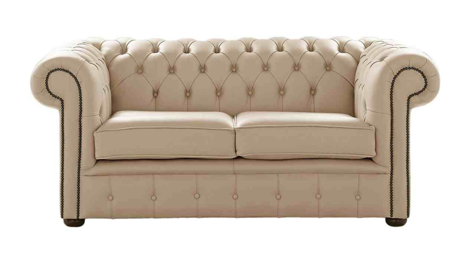 Product photograph of Chesterfield 2 Seater Shelly Stone Leather Sofa Settee from Designer Sofas 4U